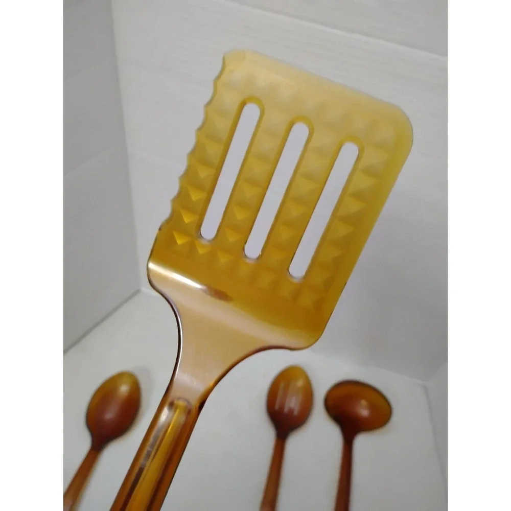 Lot of 4 Vintage Ultratemp Translucent Amber Cooking Utensils Robinson Knife Co